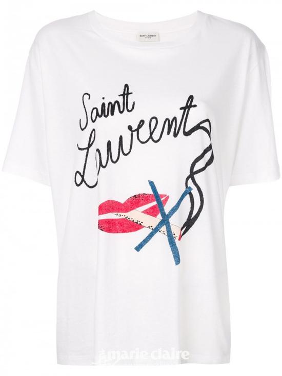 SAINT LAURENT Bouche Saint Laurent男友风T恤