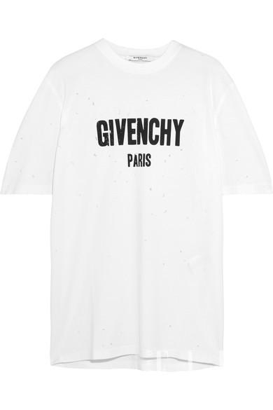 GIVENCHY 仿旧印花纯棉平纹针织 T恤，海外电商参考价格：$670