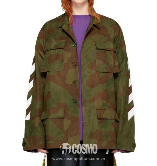 Off White Green Camo Diagonal Field Jacke