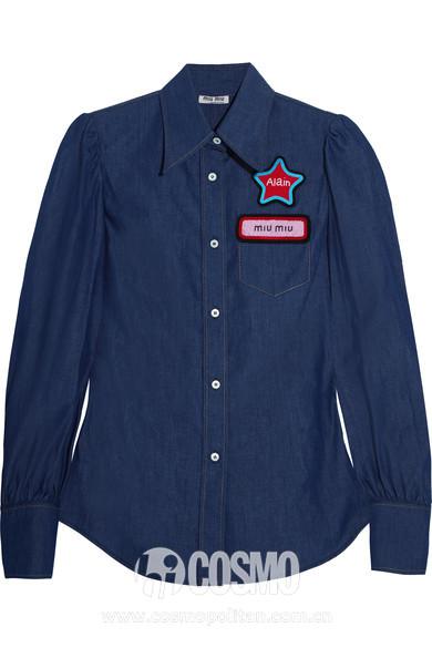 MIU MIU Appliquéd denim shirt