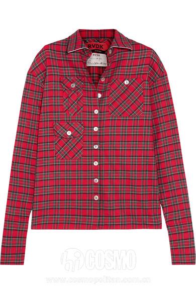 RONALD VAN DER KEMP Tartan cotton-flannel shirt