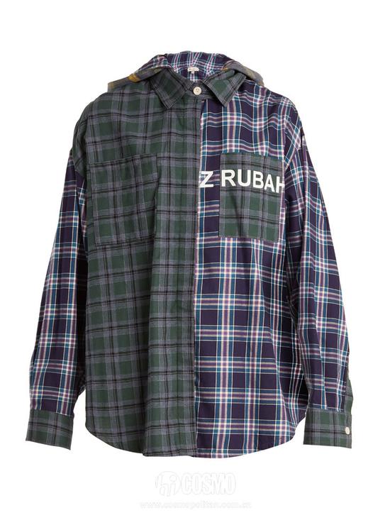 NATASHA ZINKO Oversized checked cotton hooded shirt