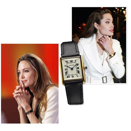 安吉丽娜朱莉佩戴方形腕表，图片来源于Pinterest。