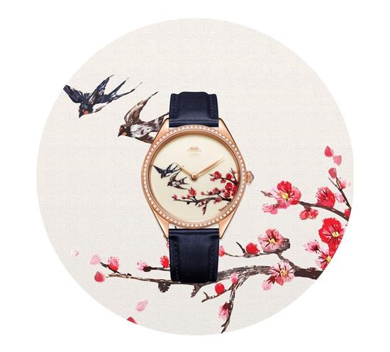 北京表丝语系列七夕特别款杏林春燕腕表，图片来源北京表。