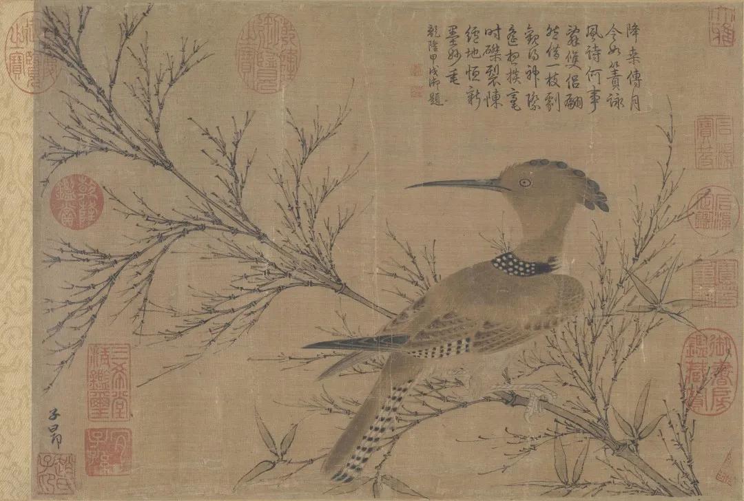 元 赵孟頫 幽篁戴胜图(局部)