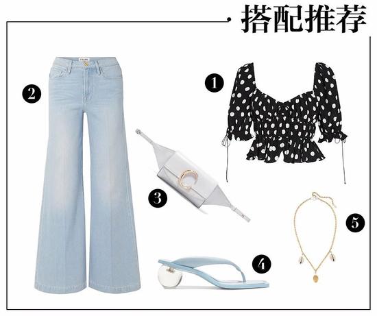 ① For Love and Lemons 黑色波点上衣