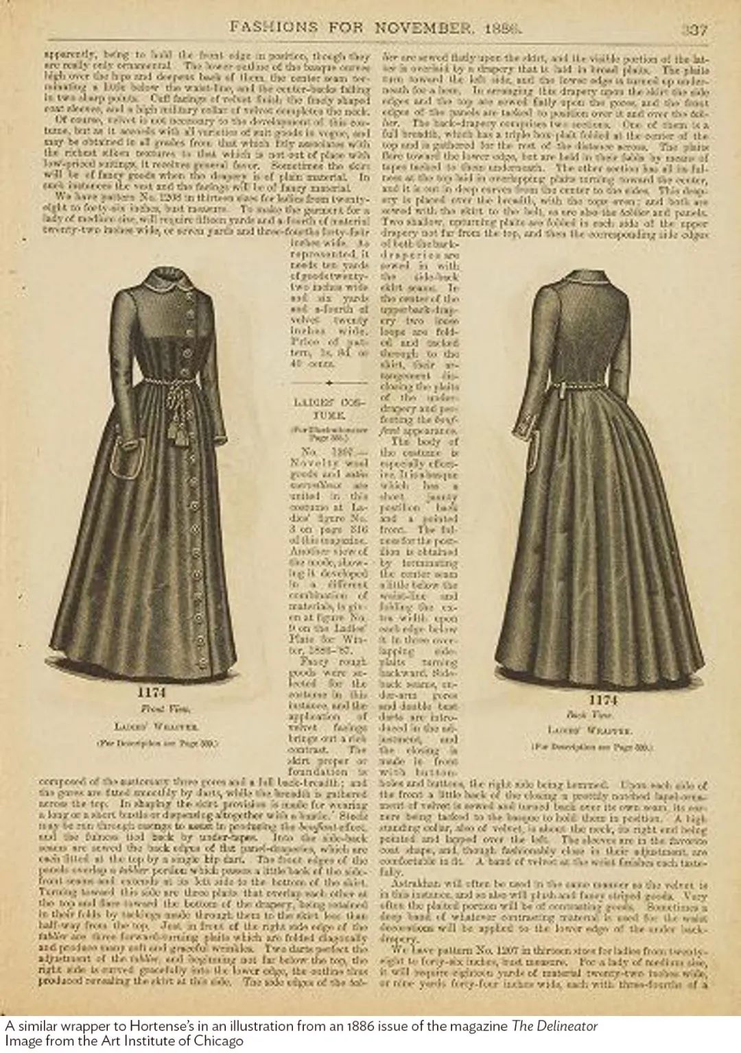 1886年的时尚杂志《描绘者》中曾出现过塞尚夫人类似款式的衣裙