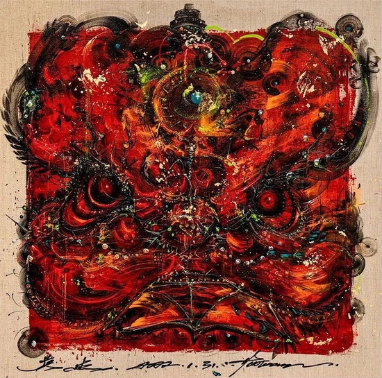 陈英杰《再造乾坤-第四十一号》,布面丙烯、综合材料,90 x 90 cm,2022