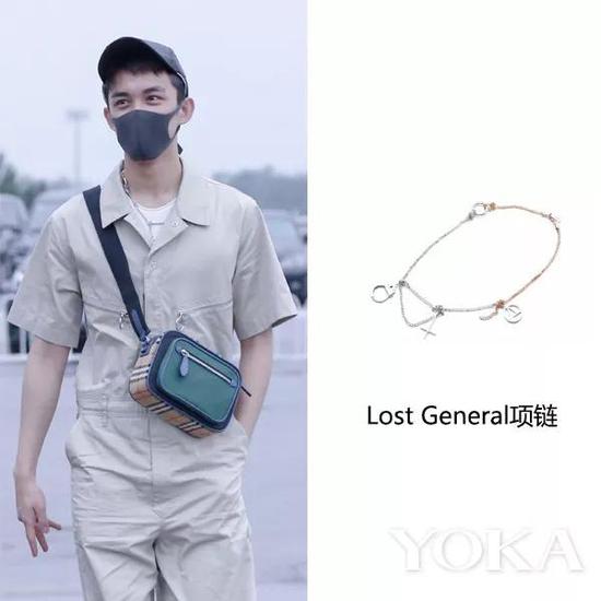 吴磊佩戴lost general项链（艺人图片来源于吴磊粉丝微博）