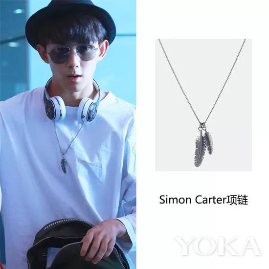 吴磊佩戴Simon Carter项链（艺人图片来源于吴磊粉丝微博）