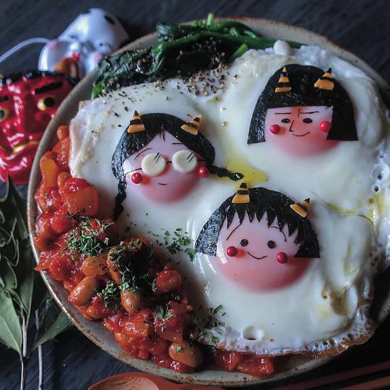 鸡蛋版动画小人 日本妈妈做的高能美食爆火