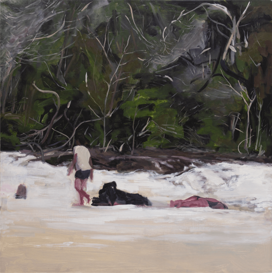 《白天堂沙滩》,亚麻布面油画,100 × 100 cm,2021