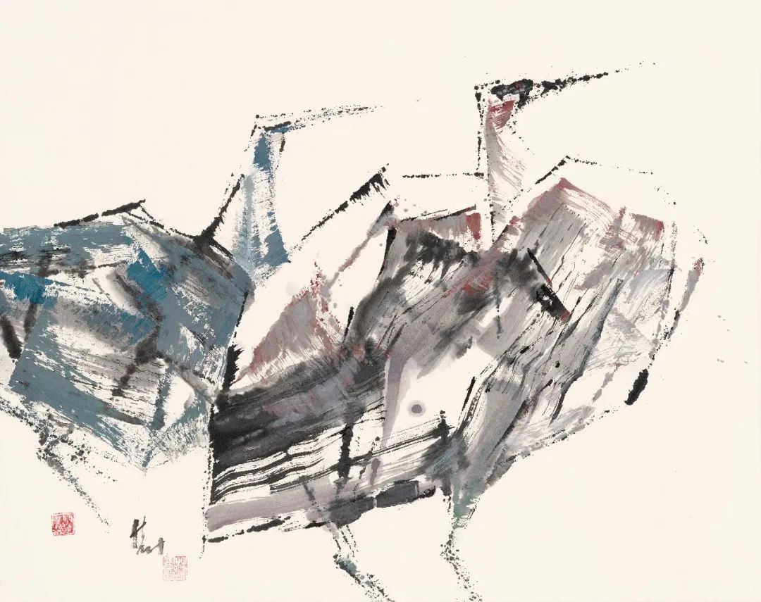 林学明《湿地-037》,纸本设色,79×64cm,2020年