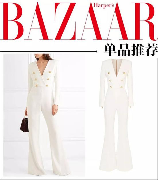 BALMAIN 纽扣细节绉纱连身裤