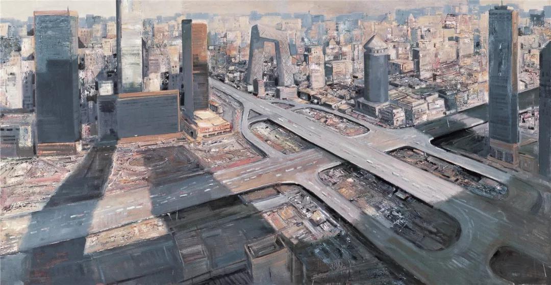 《CBD》 白羽平 130×250 cm 2008年 布面油画 北京画院藏