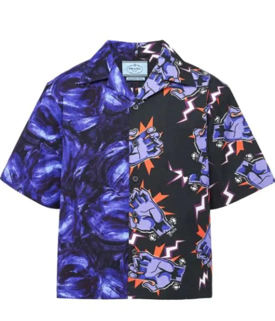 上身紫色Prada double match poplin shirt