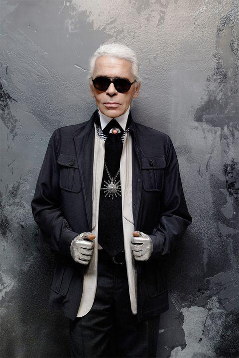 2014年接受《ELLE》杂志采访时的Karl Lagerfeld 图片来源：ELLE