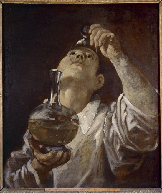 《饮酒的男孩》(A Boy Drinking),Annibale Carracci,1580年