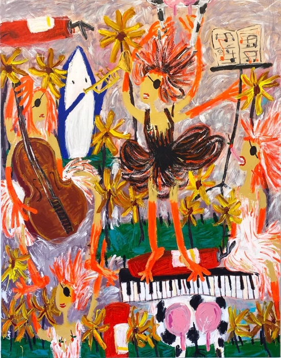 贾一瑞《春天奏鸣曲》，布面丙烯，198 x 152 cm，2022
