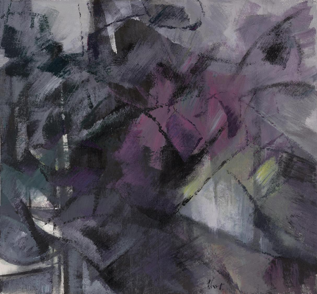 林学明《湿地-015》,纸本设色,90×97cm,2022年