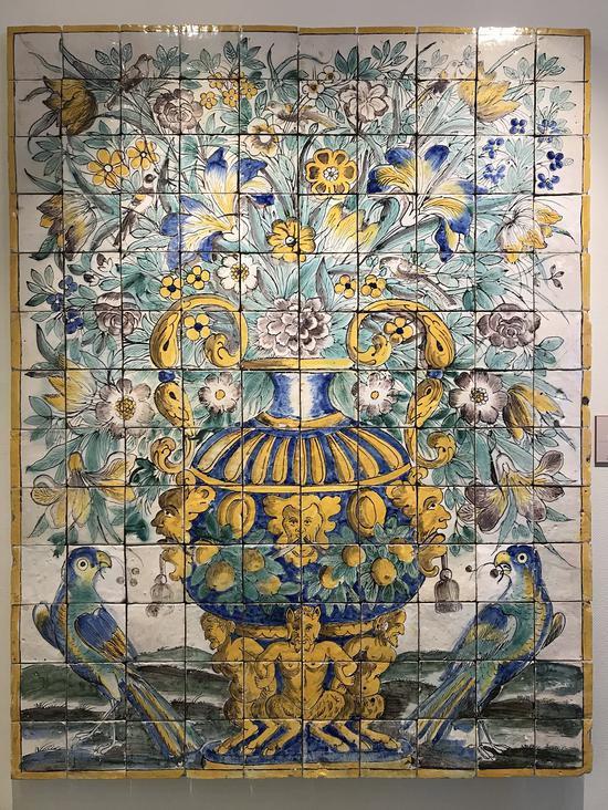 ▲“花瓶”花纹瓷板画(1650-1675)