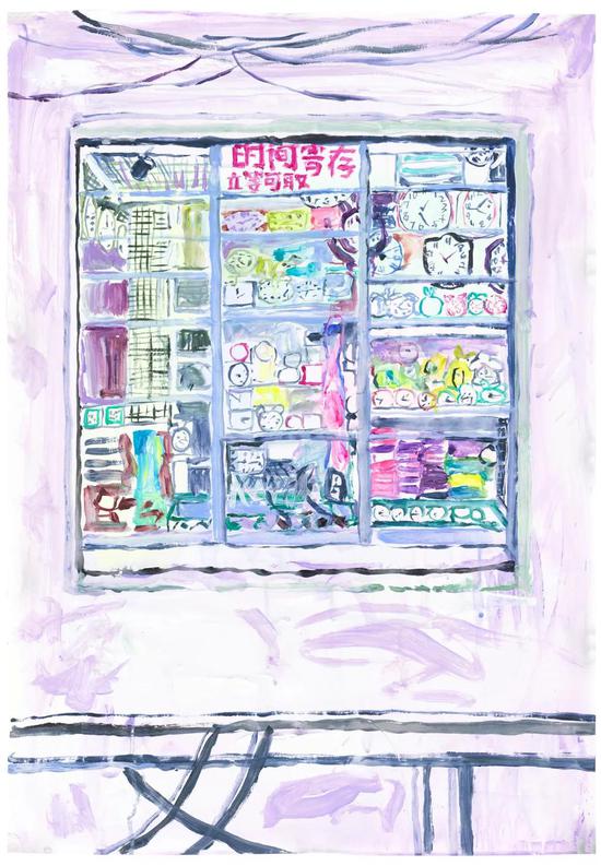 MiddleSpace|反空间 焦小健 钟表店 纸本丙烯 80×55cm 2021
