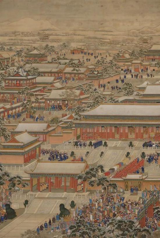 《万国来朝图》轴,清,绢本设色,纵299cm,横207cm