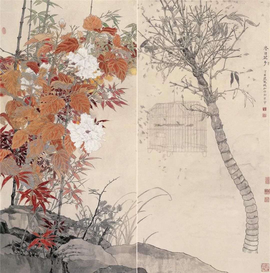 《冬日花乡》 莫晓松 133×130.5 cm 2007年 纸本设色 北京画院藏