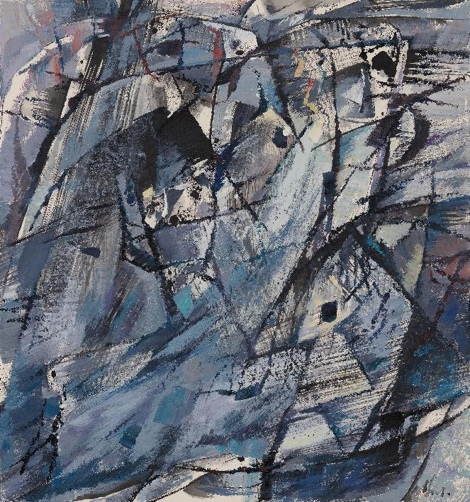 林学明《湿地-014》,纸本设色,90×96cm,2021年