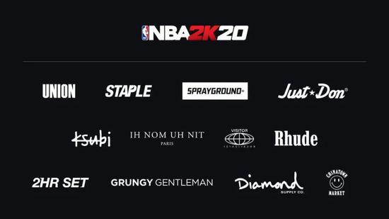 各大与《NBA 2K20》合作的服装单位