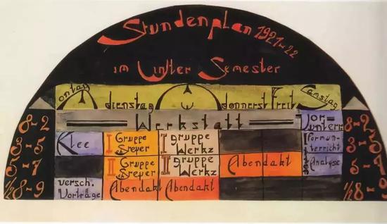 ▲包豪斯的冬季课程表 ©Lothar Schreyer or student of Lothar Schreyer‘s Class, 1921–1922