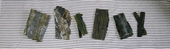 左至右:福建海带,山东海带 真昆布,利尻昆布,罗臼昆布,日高昆布