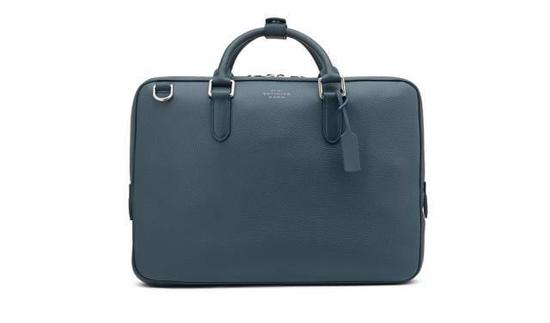 ● Smythson “Burlington”风暴蓝窄形公文包