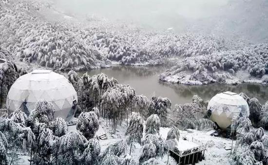 ▲安吉零碳星球度假村雪景