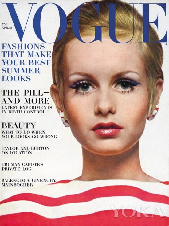 Twiggy登上《Vogue》杂志封面,图片来自Diana Vreeland Legacy。