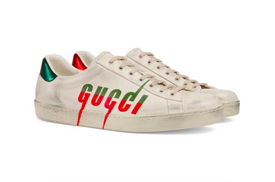 Gucci 做旧标识 Ace 小白鞋