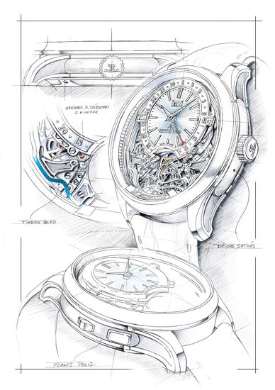 　　积家Master Grande Tradition Gyrotourbillon Westminster Perpétuel超卓传统大师系列球型陀飞轮西敏寺钟乐万年历腕表（设计手稿）