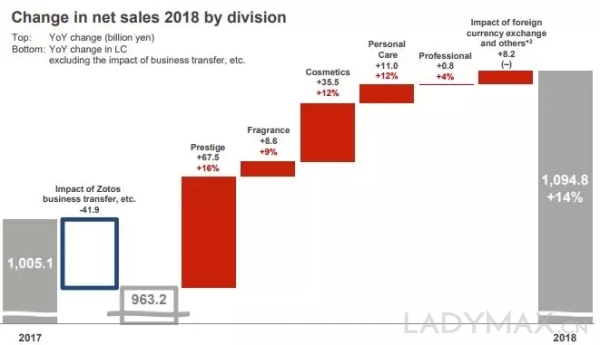 图为资生堂集团2018年主要业绩数据