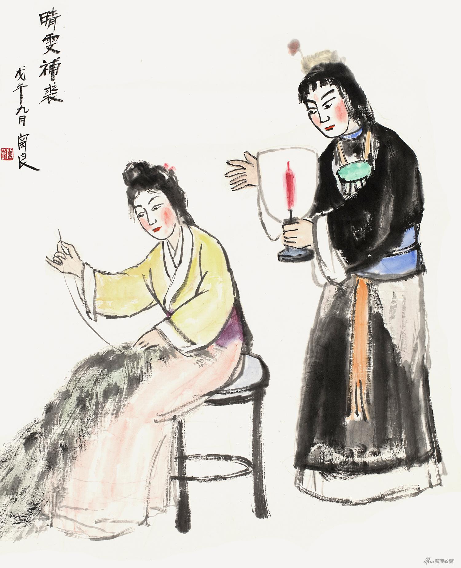 家属藏关良作品专场_关良_晴雯补裘_1978年作_彩墨纸本 _81×65.5cm