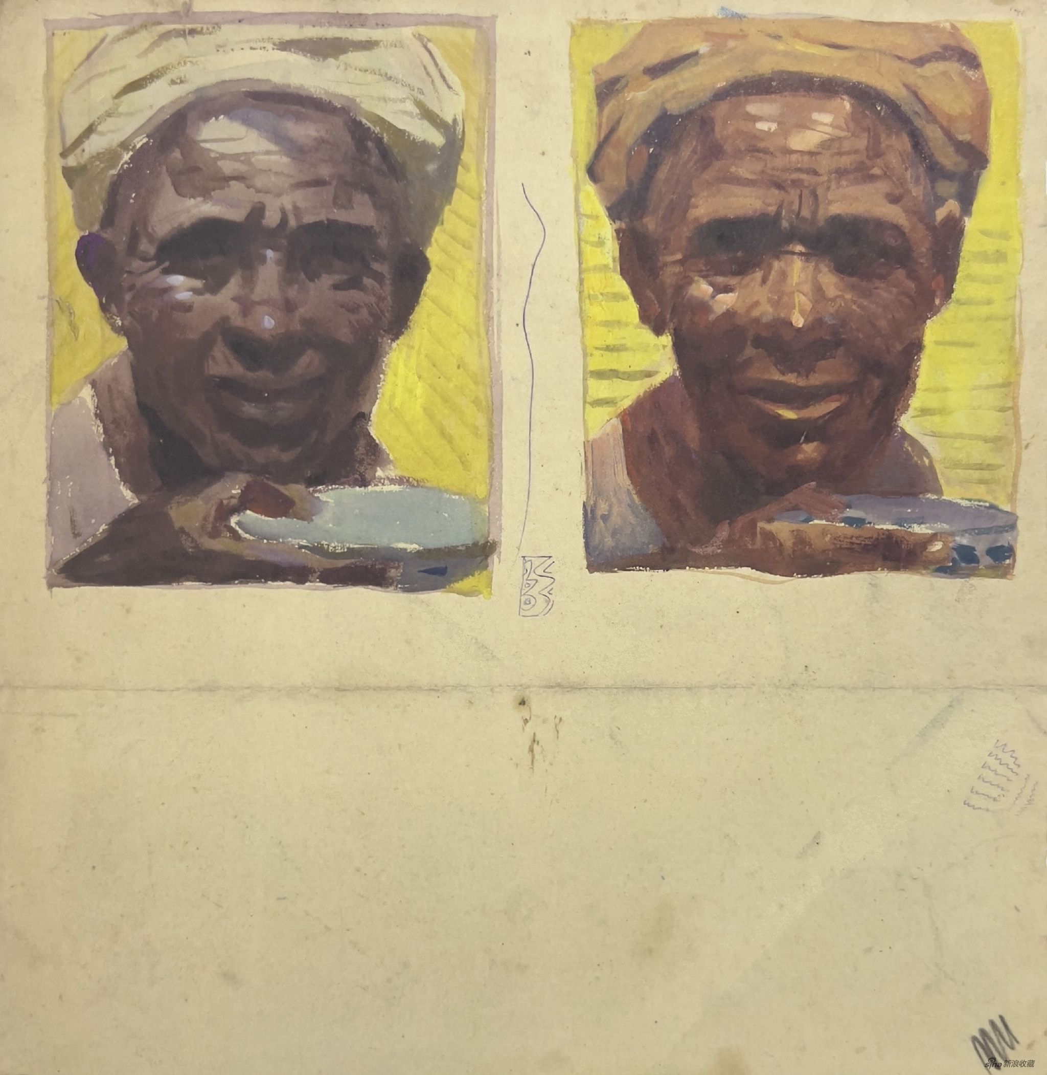 《父亲》系列手稿，纸本彩绘，27.5 × 26 cm，1980