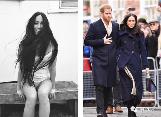 左:Stephanie Shepherd;右:哈利王子和王妃Meghan Markle