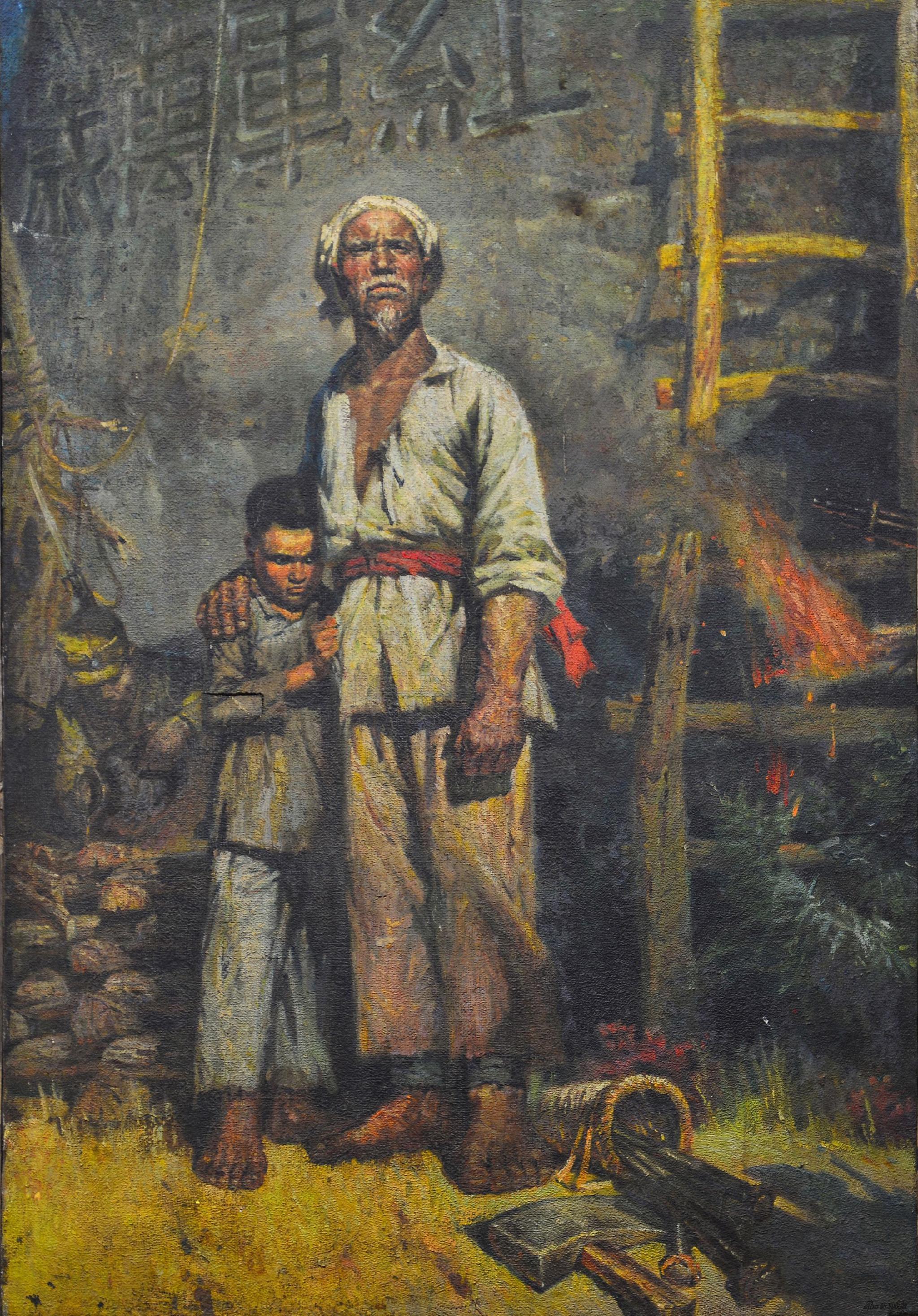 《老石匠》，布面油画，70 × 50 cm，1975