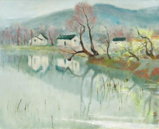 Lot.762 苏天赐 江南风景 1990年代 　　布面油画 81×100cm。 　　出版：《21世纪的投资瑰宝：中国油画》，香港东方艺术基金会， 2006年 ，第218页 　　《寻脉造山：宝龙美术馆开馆展》，宝龙美术馆，上海，2017年，第53页 　　展览：“寻脉造山：宝龙美术馆开馆展”，2017年11月18日至2018年4月18日，宝龙美术馆，上海 　　来源：北京拍卖会，2003年7月12日，拍品编号32 　　现藏者得自上述拍卖