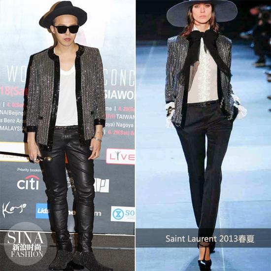 权志龙身穿Saint Laurent 2013春夏系列女装