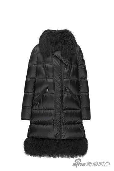 Moncler 黑色毛毛装饰羽绒服