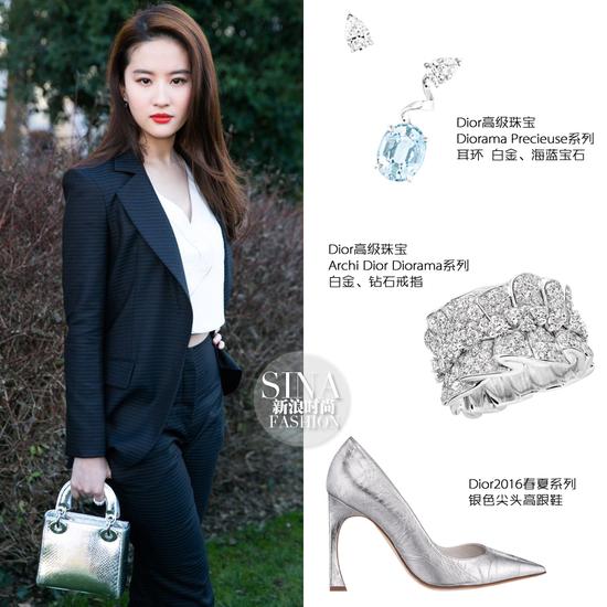 刘亦菲所佩戴的珠宝及手袋鞋履也全部来自Dior品牌