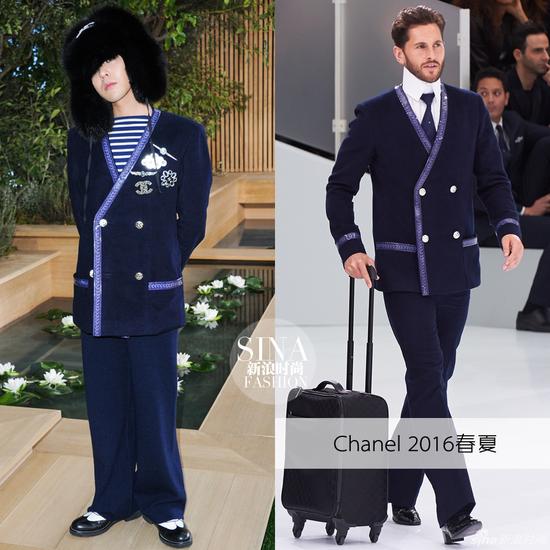 权志龙以一身Chanel 2016春夏款亮相秀场