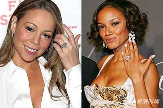 Mariah Carey与Selita Ebanks的戒指对比