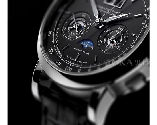 朗格Datograph Perpetual Tourbillon铂金黑面陀飞轮万年历计时腕表