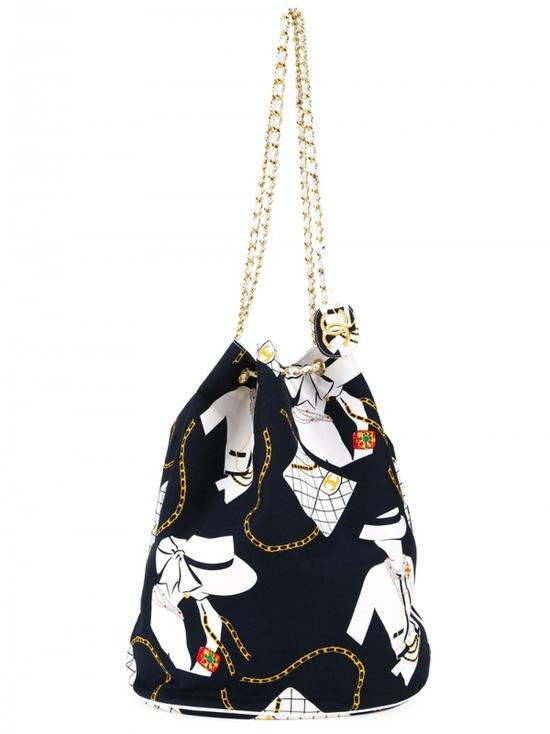 CHANEL VINTAGE Jumbo printed bucket shoulder bag $3,884